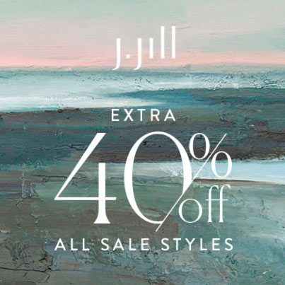 Image of a beach with text promoting the 40% Off sale at J. Jill